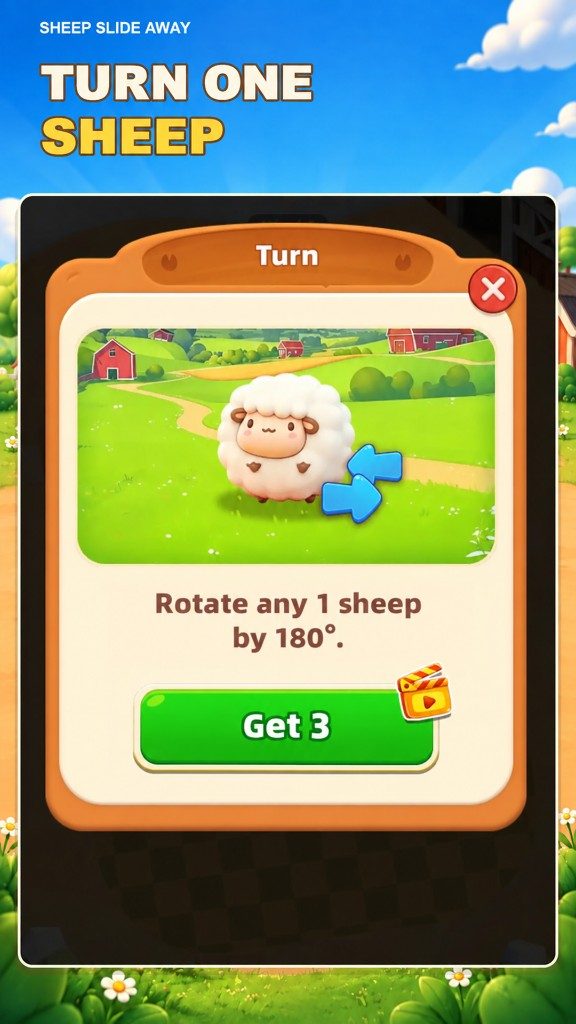 Power-up screen: turn one sheep direction