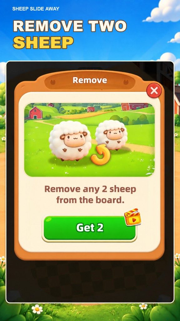 Power-up screen: remove two sheep from the board
